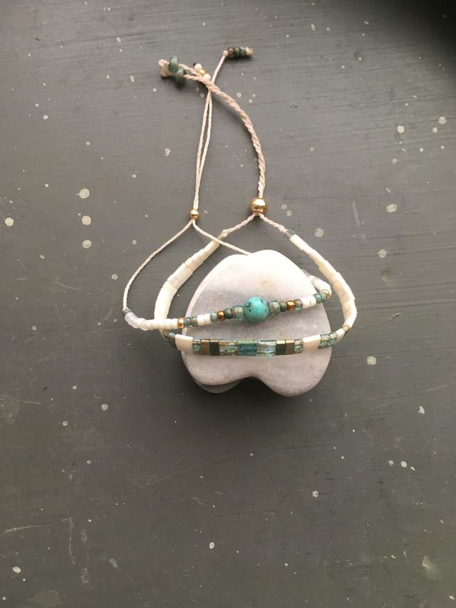 Bracelets duo tila turquoise et ivoire