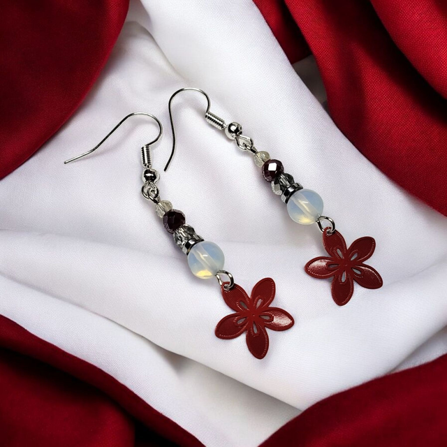 Boucles d&#039;oreilles rouge acier inoxydable