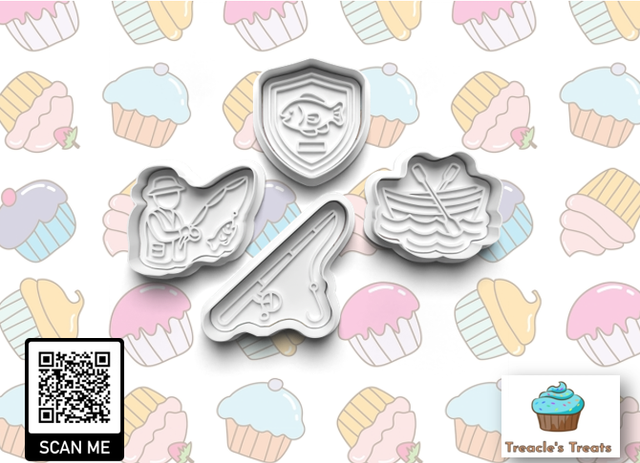 Fishing Theme Fondant/cookie stamps with cutters 