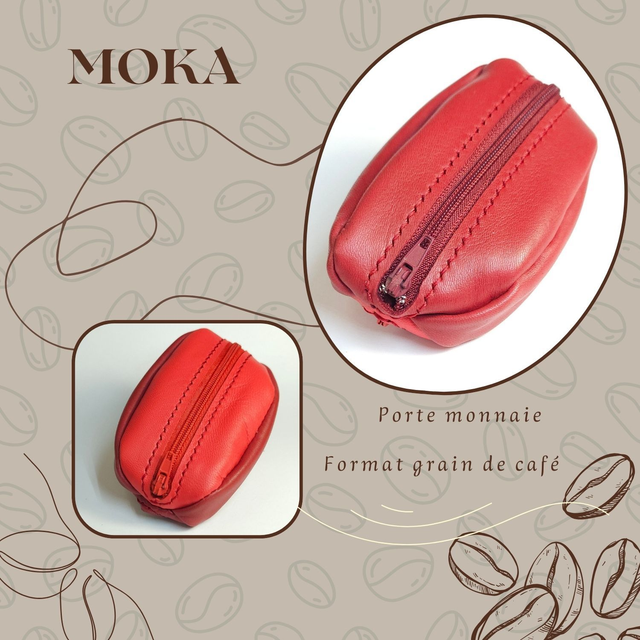 MOKA porte monnaie Grain de café - Rouge / Rouge vif