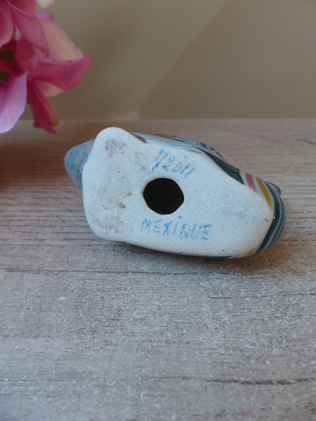 Figurine Oiseau Canard Tonala Art Populaire Mexicain Peint à la main et Signé Erandi Mexique