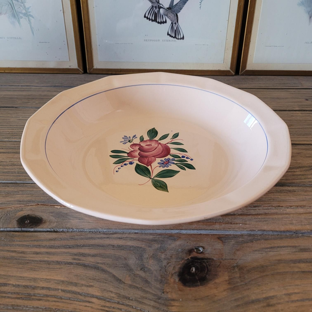 X Plat rond creux Digoin Sarreguemines modèle 9177 rose poudrée 