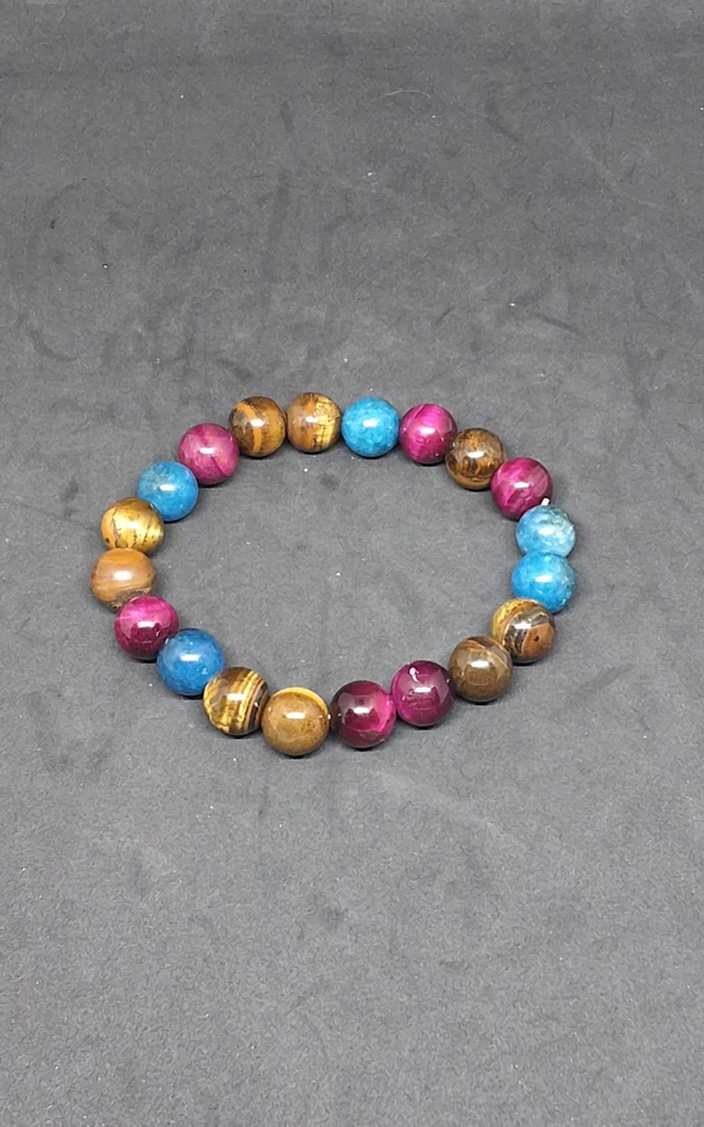 Bracelet apatite et œil de tigre 10mm