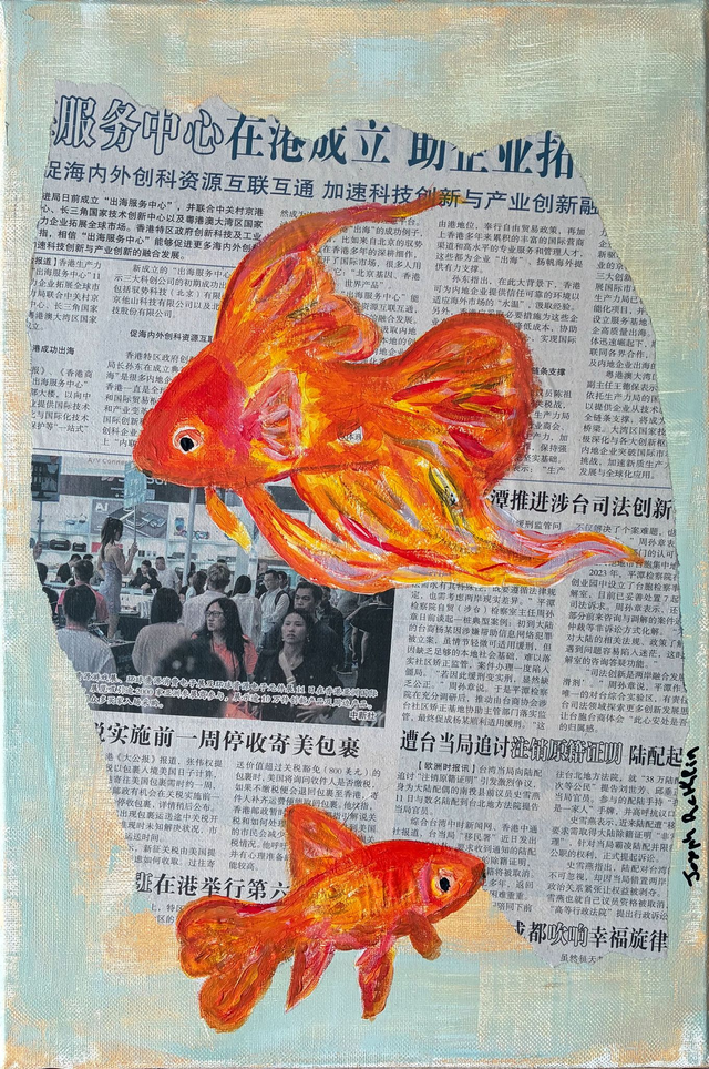 Poissons rouges sur un journal chinois.