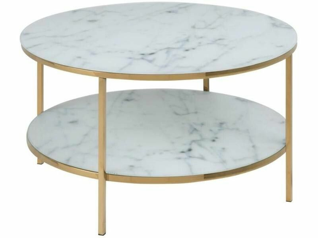 AC Design Table basse Alisma Ø 80 x 45 cm, Doré/Blanc
