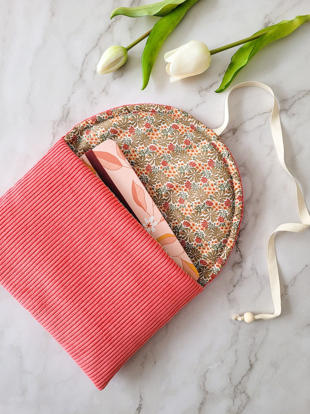 Pochette à livre Romy Velours corail