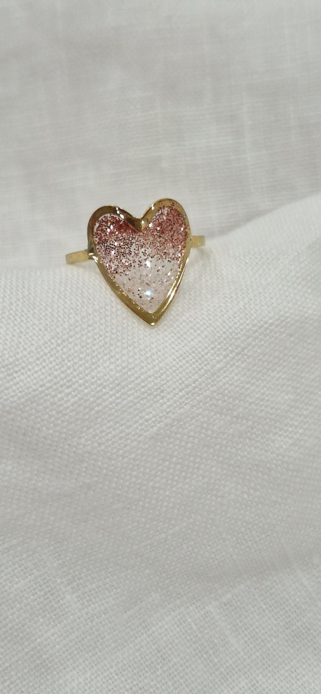 Bague coeur paillettes bicolore