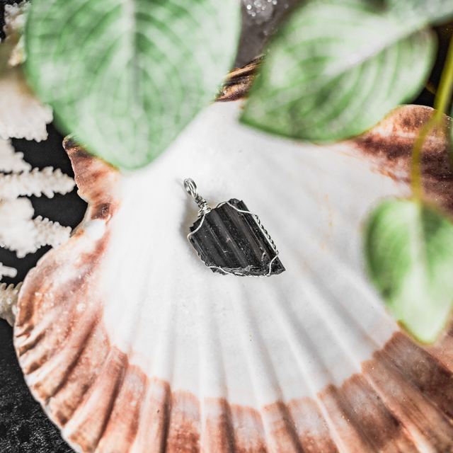 Black Tourmaline Pendant Stainless Steel