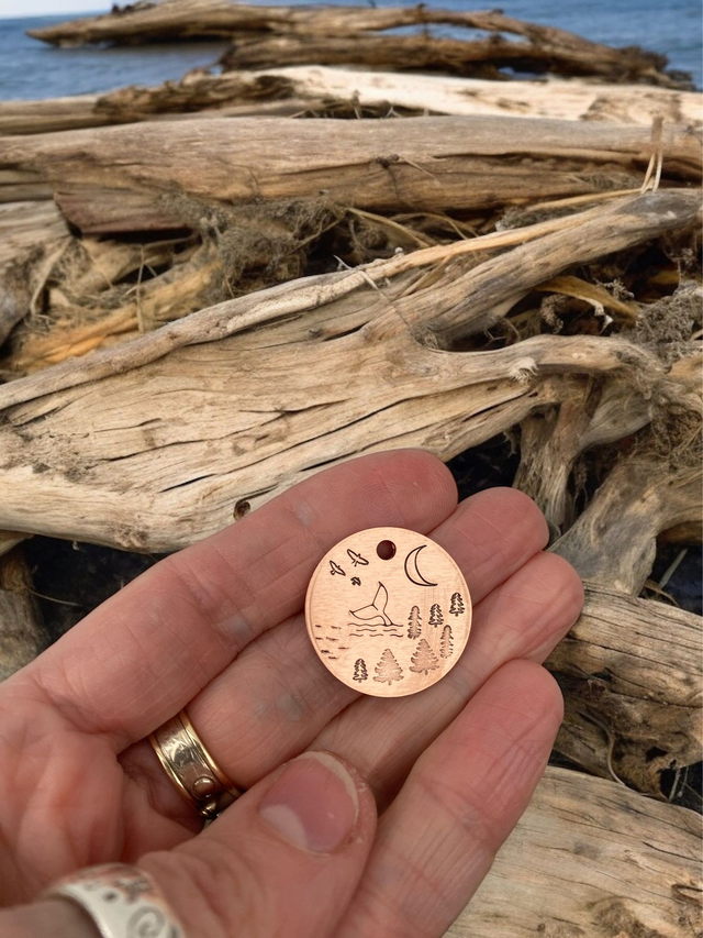 Moby - whale tail themed seascape personalised pet tag