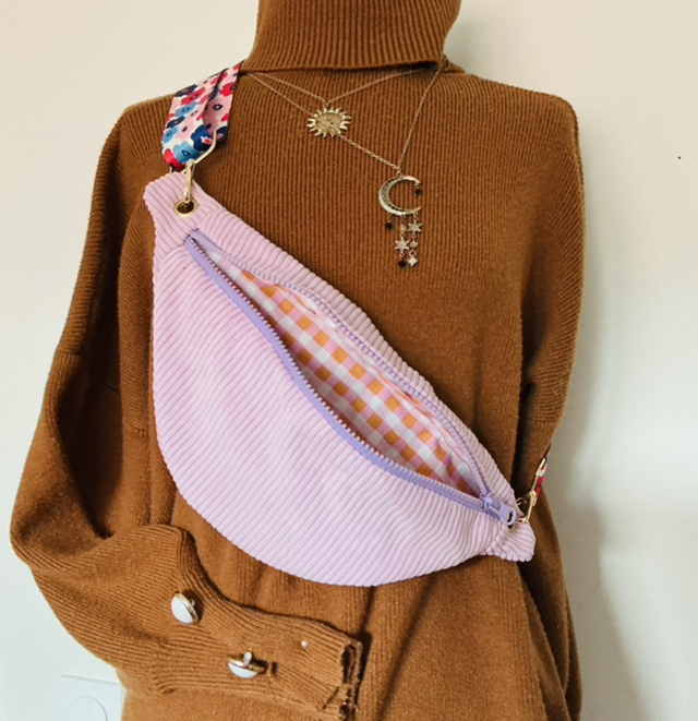 Sac banane velours côtelé rose modèle « Pink Spritz »