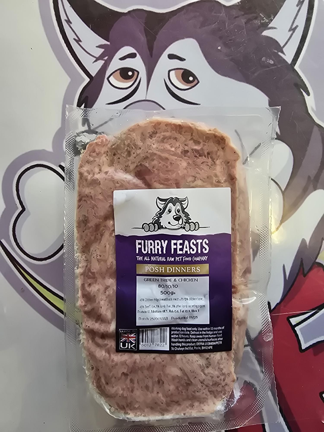 Green Beef Tripe &amp; Chicken Complete 80 10 10 500g Flat pack