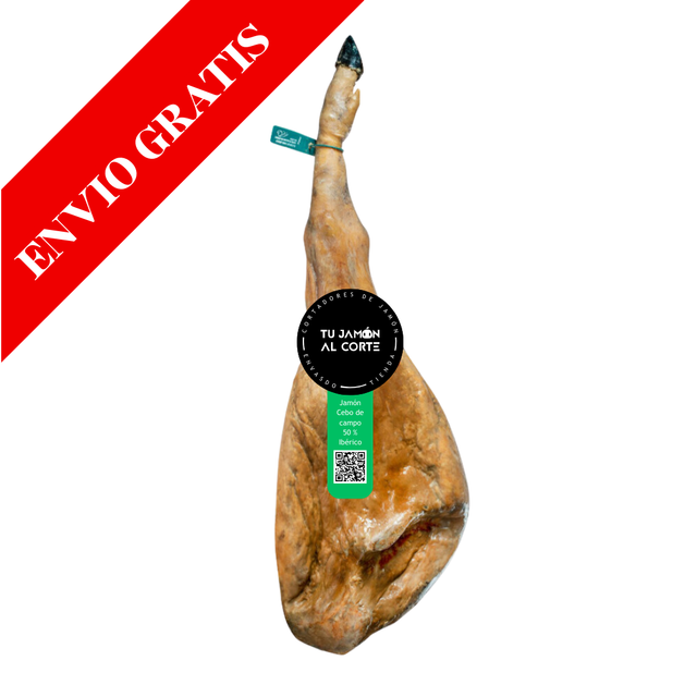 Jamón cebo de campo 50% raza Iberica Peso de 8 a 9 kg