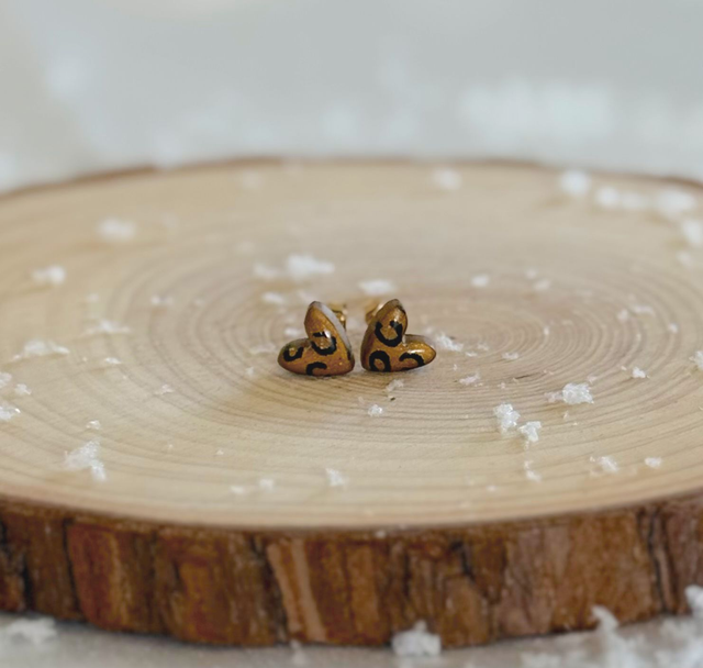 Mini puces cœur léopard (taille 1) 