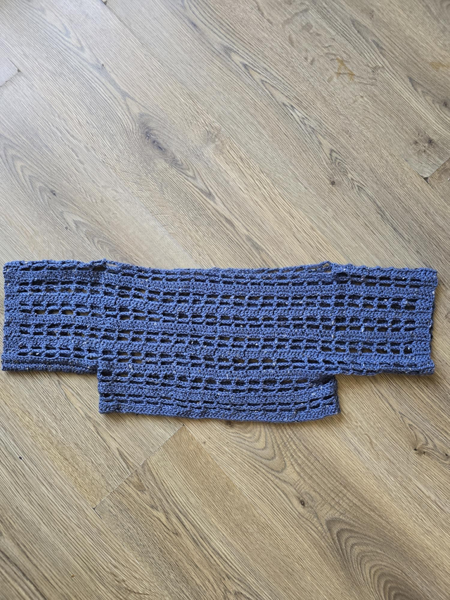 Crochet crop top short sleeves  blue marl 8-12