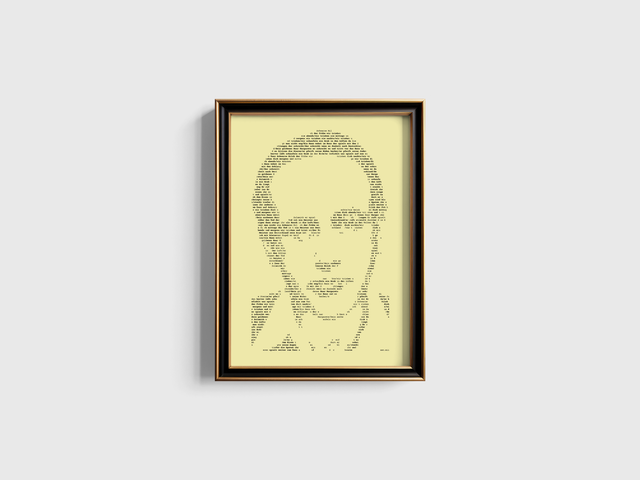 A3 Schreibmaschinen-Textbild Paul Celan in Schwarz auf Elfenbein