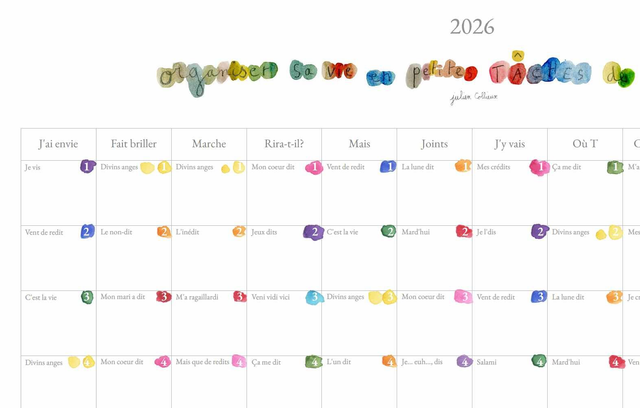 Calendrier mural planificateur 2026