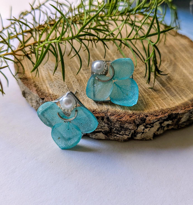 Pendientes de hortensias azules claro 