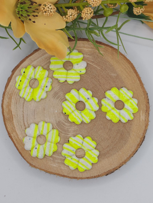 Fleurs Leady rayées Blanc/Jaune Fluo 