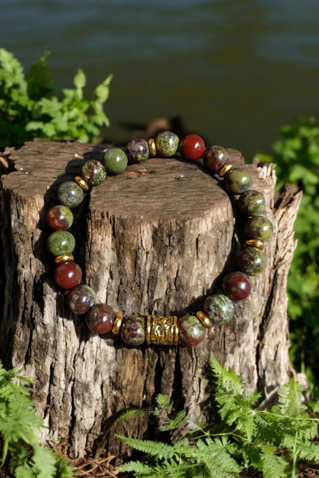 Bracelet Jaspe Sang de dragon - Force &amp; Protection