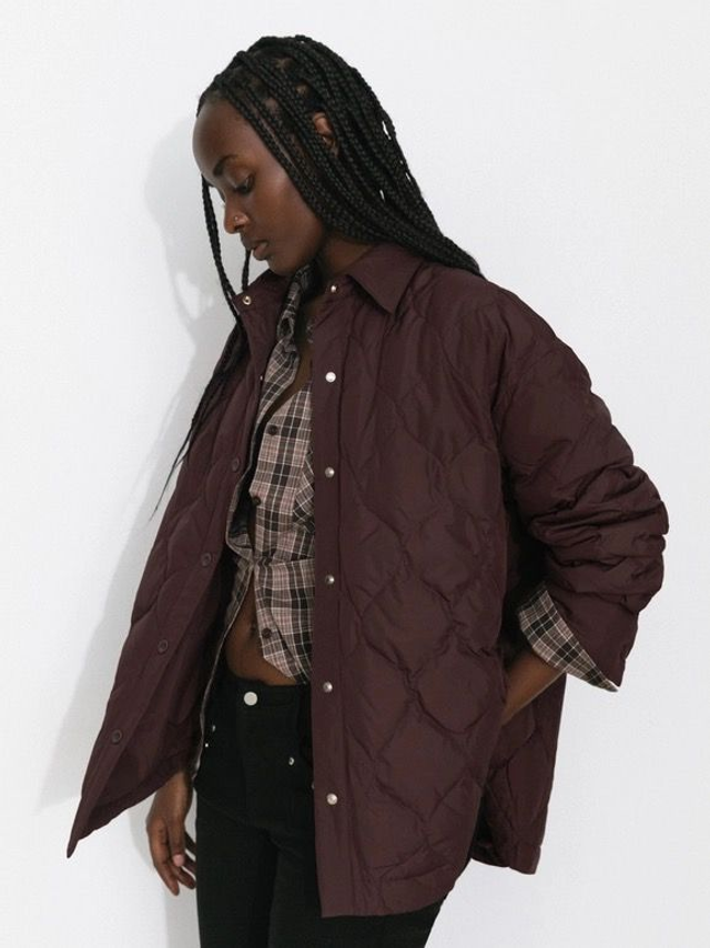 Button-Front Loose Fit Down Jacket