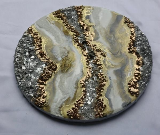 Gold Canvas Wall Art, Resin Geode Wall Art, 