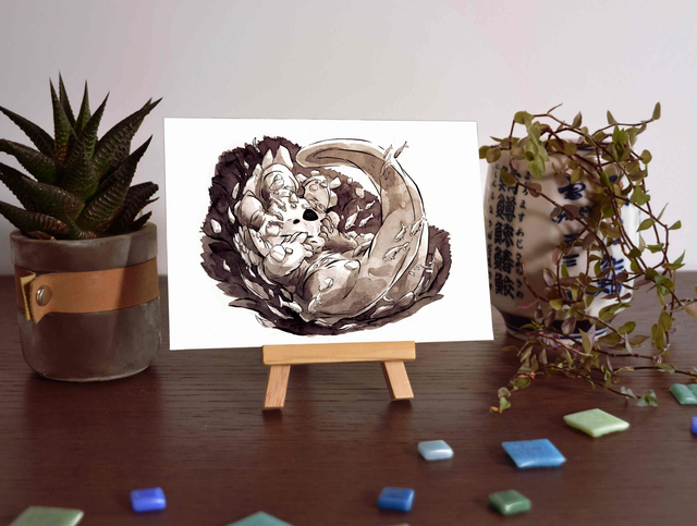 Carte postale A6 ou original - Salamandre - Naissance
