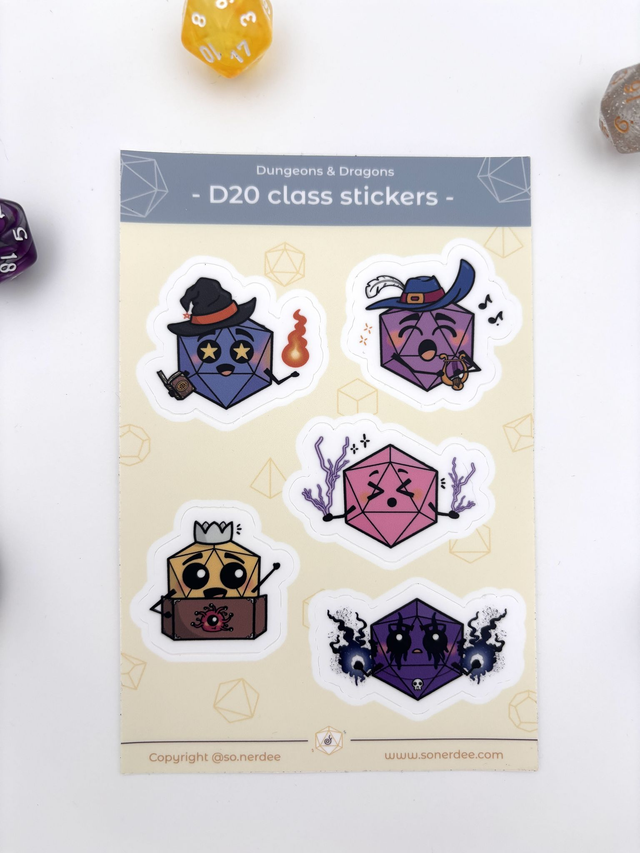 D20 Stickers sheet - Blue version
