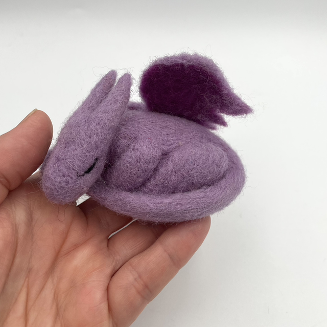 Lilac sleeping dragon - needle felted sculpture