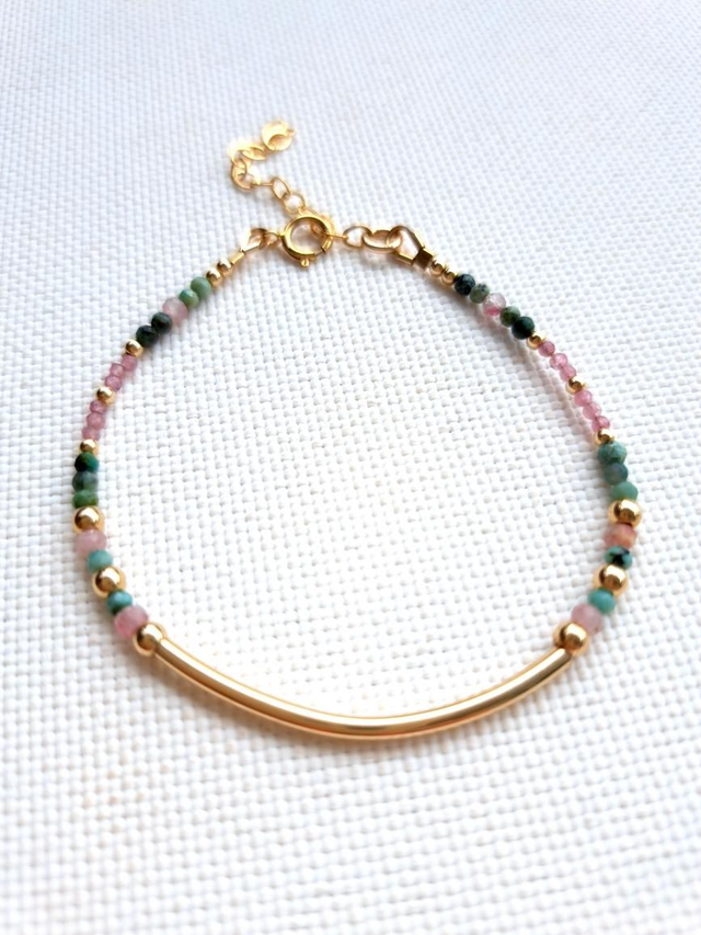 AMAÏA gold-filled - turquoise africaine - tourmaline rose - bracelet