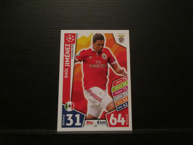 Raul Jimenez - UEFA Champions League Match Attax 2017/18 Original Trading Card #214