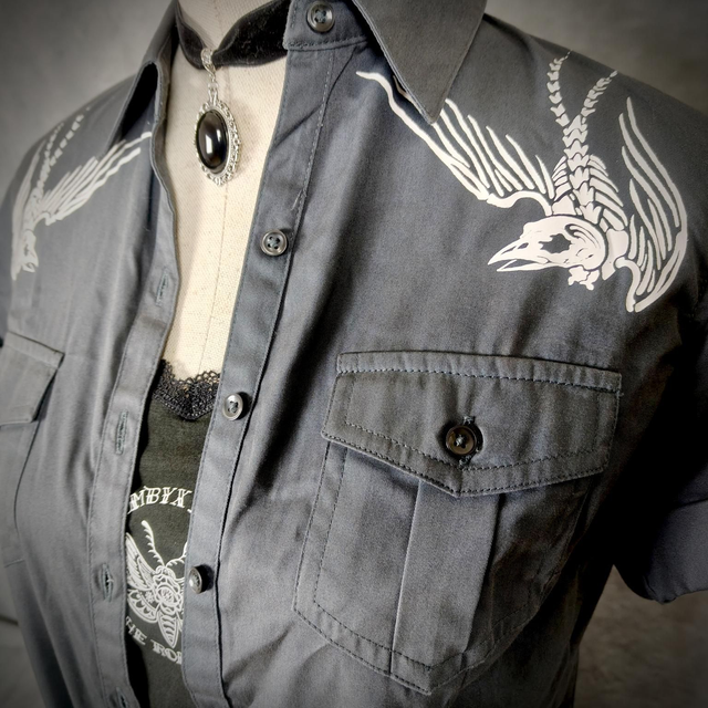 Chemise style Pin up "Hot Rod Lupo" Gris Zinc