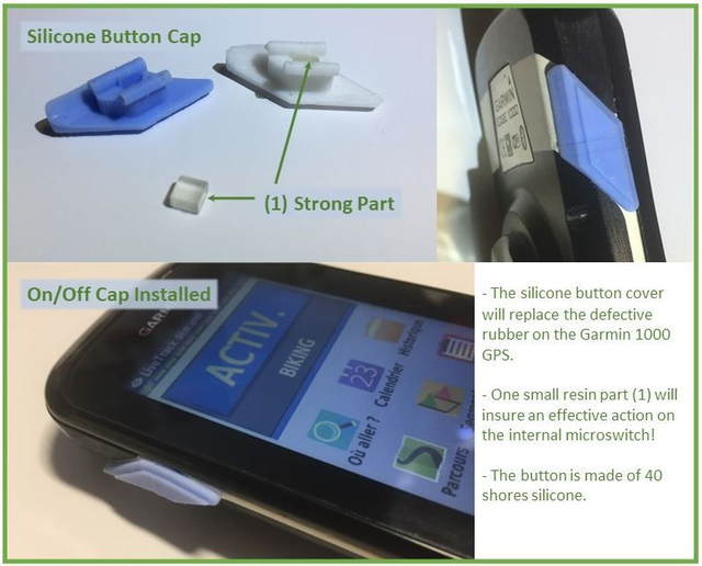 Garmin 1000 On/Off Power Button Cap (Silicone-Waterproof) Bouton Garmin 1000