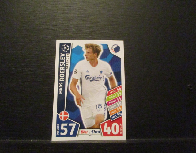 Mads Roerslev - UEFA Champions League Match Attax 2017/18 Original Trading Card #296