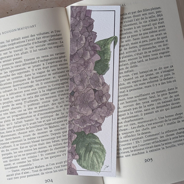 Marque-page - Vin Nature - Hortensias