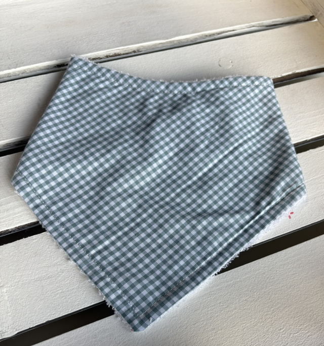 Duck Egg Blue Gingham Bamboo Dribble Bib