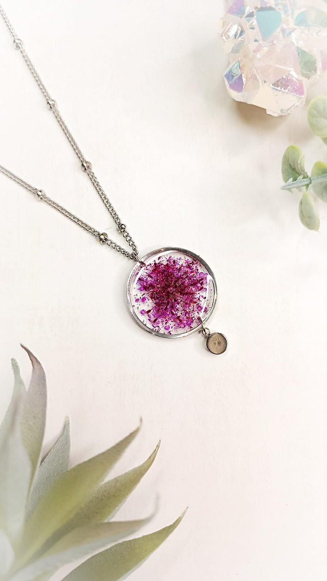 Collier sautoir CAROL - Argenté - Violet mystique