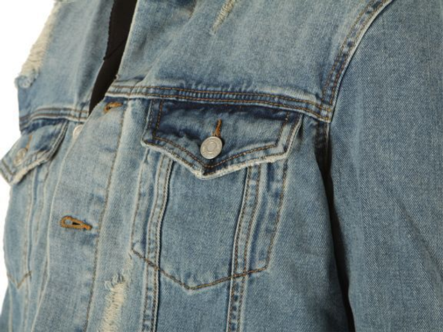 514GI1130 - BERNA GIUBBINO IN DENIM CON ROTTURE FATTE A LASER