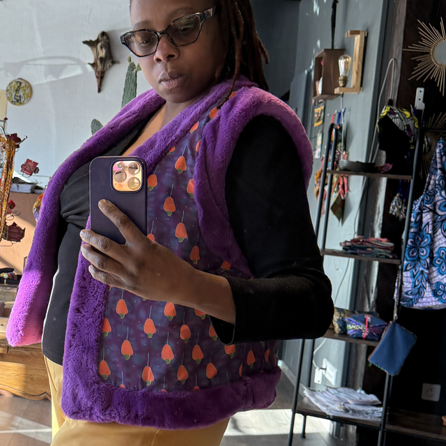 Veste Natalie sans manches et réversible imprimé Cajou mûr