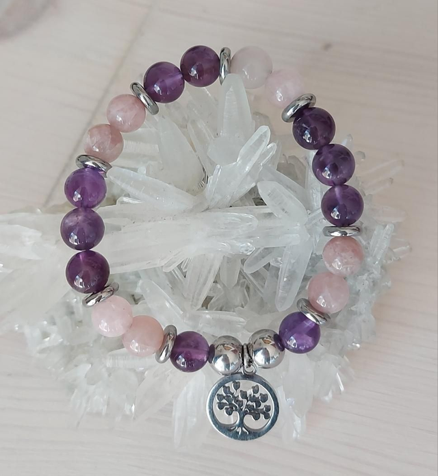 Améthyste et  Quartz Rose