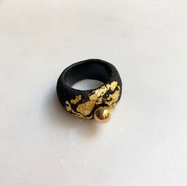 Precious Lava Gold Ball Ring