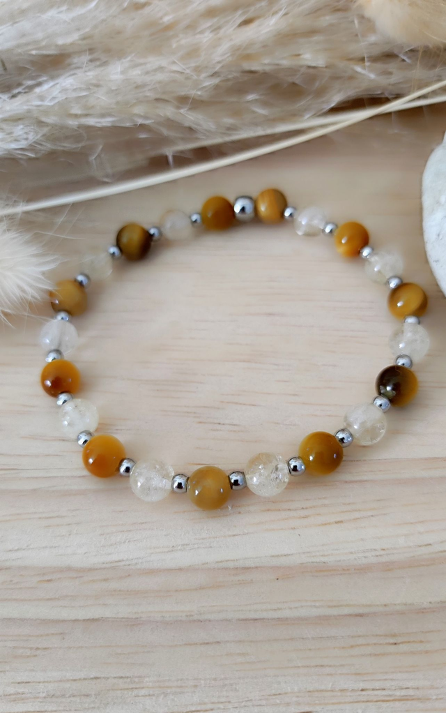 Bracelet Oeil de tigre doré et Citrine "Confiance en soi" 