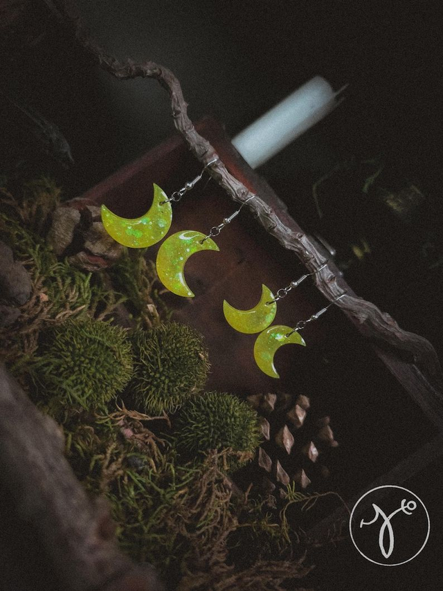 Yellow Glitter Crescent Moons