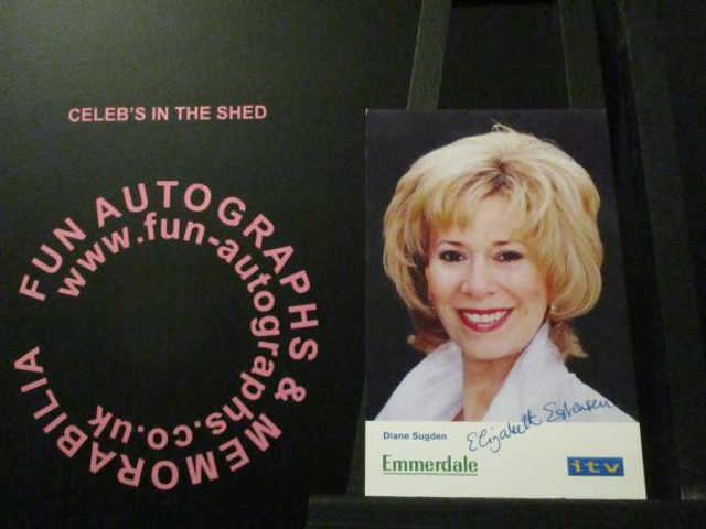 Elizabeth Estensen (Diane Sugden) Original Emmerdale Blue &amp; White Itv Logo Pre-Print Cast Card