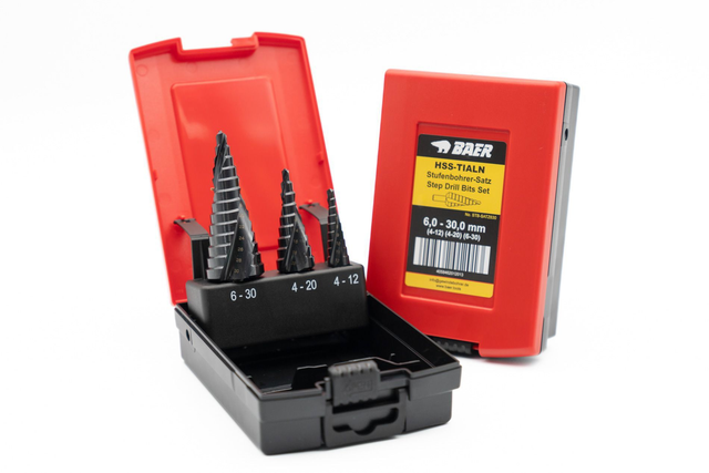HSS-TiAlN Stufenbohrer Satz 4 - 30 mm (4-12) (4-20) (6-30)