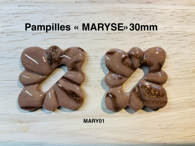 MARY.. Pampilles "MARYSE" 30mm en pâte polymère &amp; resine Uv , vendues par paire 