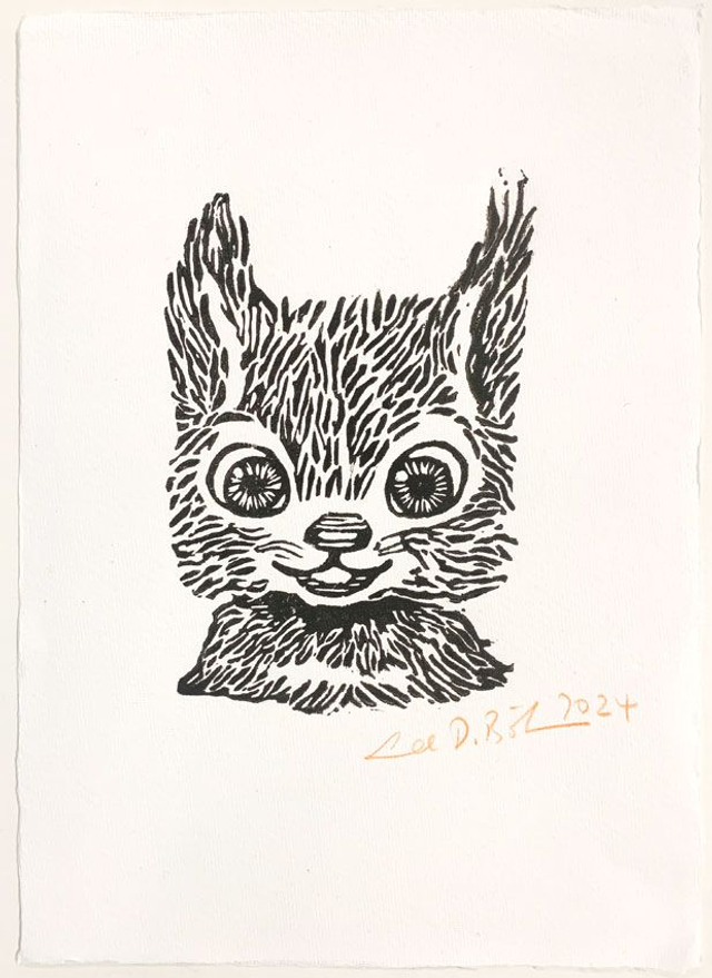 Linolschnitt "Dr. Hörnchen" / Linocut "Squirrel M.D."