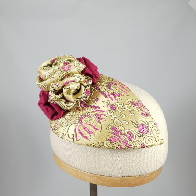 Fascinator goutte doré et rouge