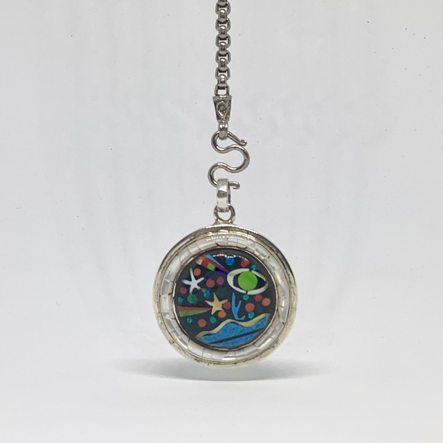 Pendentif Galaxy NACRE MARINE argent massif et pierres naturelles 