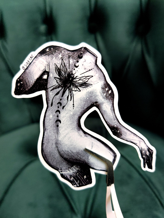 Tattooed moth back Waterproof sticker