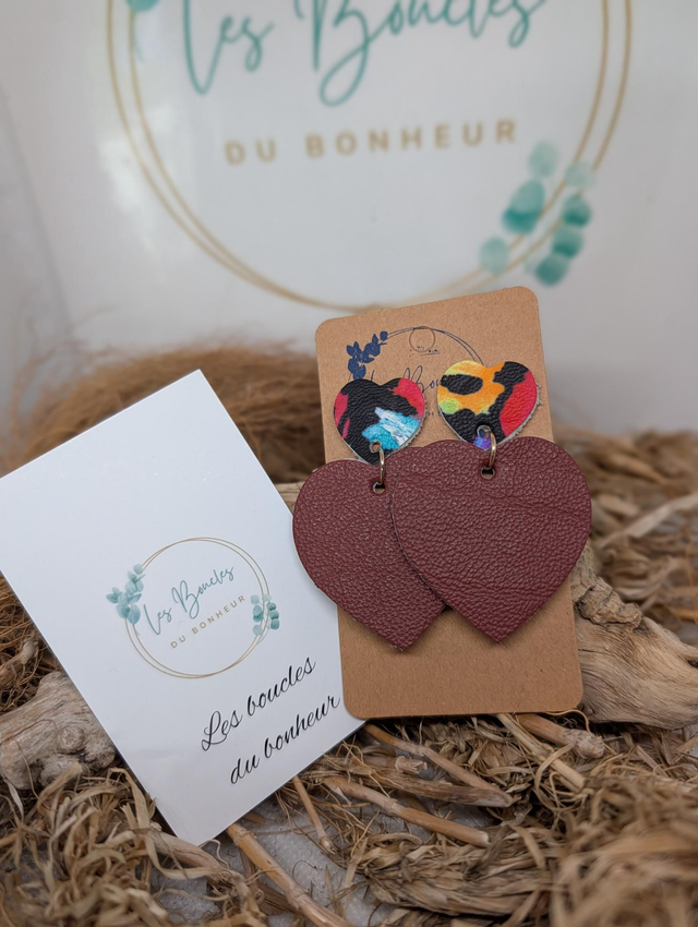 Boucles d'oreilles Louise bordeaux multicolore lo091